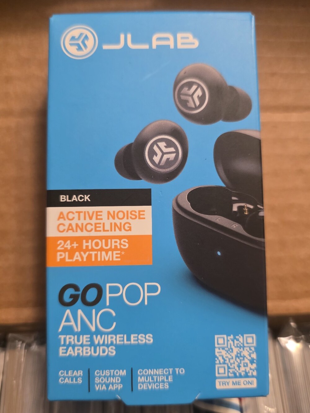 JLab GO POP ANC True Wireless Earbuds - Black 24+ Hour Playtime